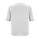 Summer Print White Basic Shirt with Hollow Out Sleeves