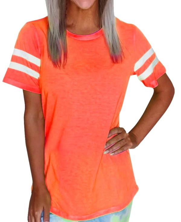 Summer O-Neck Basic Shirt with Stripes Sleeves