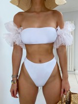 Sexy zweiteilige Bandeau-Badebekleidung mit hoher Taille