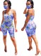 Sexy Tie Dye Straps Bodycon Rompers with Face Cover