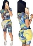 Summer Tie Dye Two Piece Shorts Tracksuit
