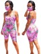 Sexy Tie Dye Straps Bodycon Rompers with Face Cover