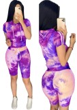 Summer Tie Dye Two Piece Shorts Tracksuit