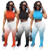 Sexy Two Piece Gradient Stacked Pants Set