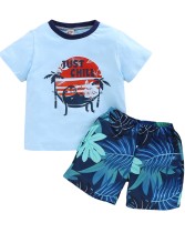 Conjunto de pantalones cortos de dos piezas con estampado de verano para niños