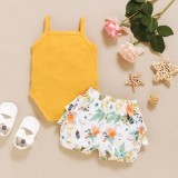 Baby Girl Summer Print Two Piece Shorts Set