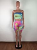 Sexy Tie Dye Crop Top and Shorts Set