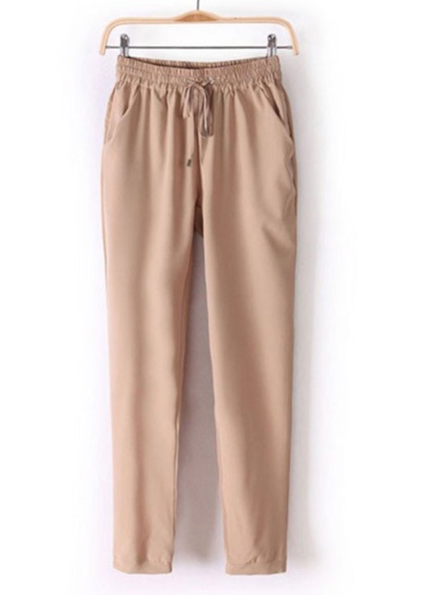 Summer Casual Drawstring Plain Trouser