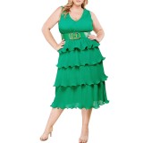 Plus Size Sleeveless Layer Party Dress
