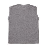 Kids Boy Summer Sleeveless Print Grey Shirt