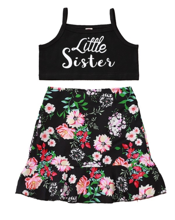 Kids Girl Summer Print Two Piece Skirt Set