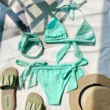 Green Two Piece Thong Swimwear with Headband