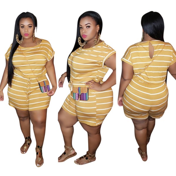 Plus Size Striped Summer Rompers