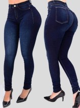 Jeans simples ajustados de cintura alta sexy