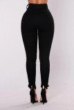 Sexy High Waist Black Tight Simple Jeans