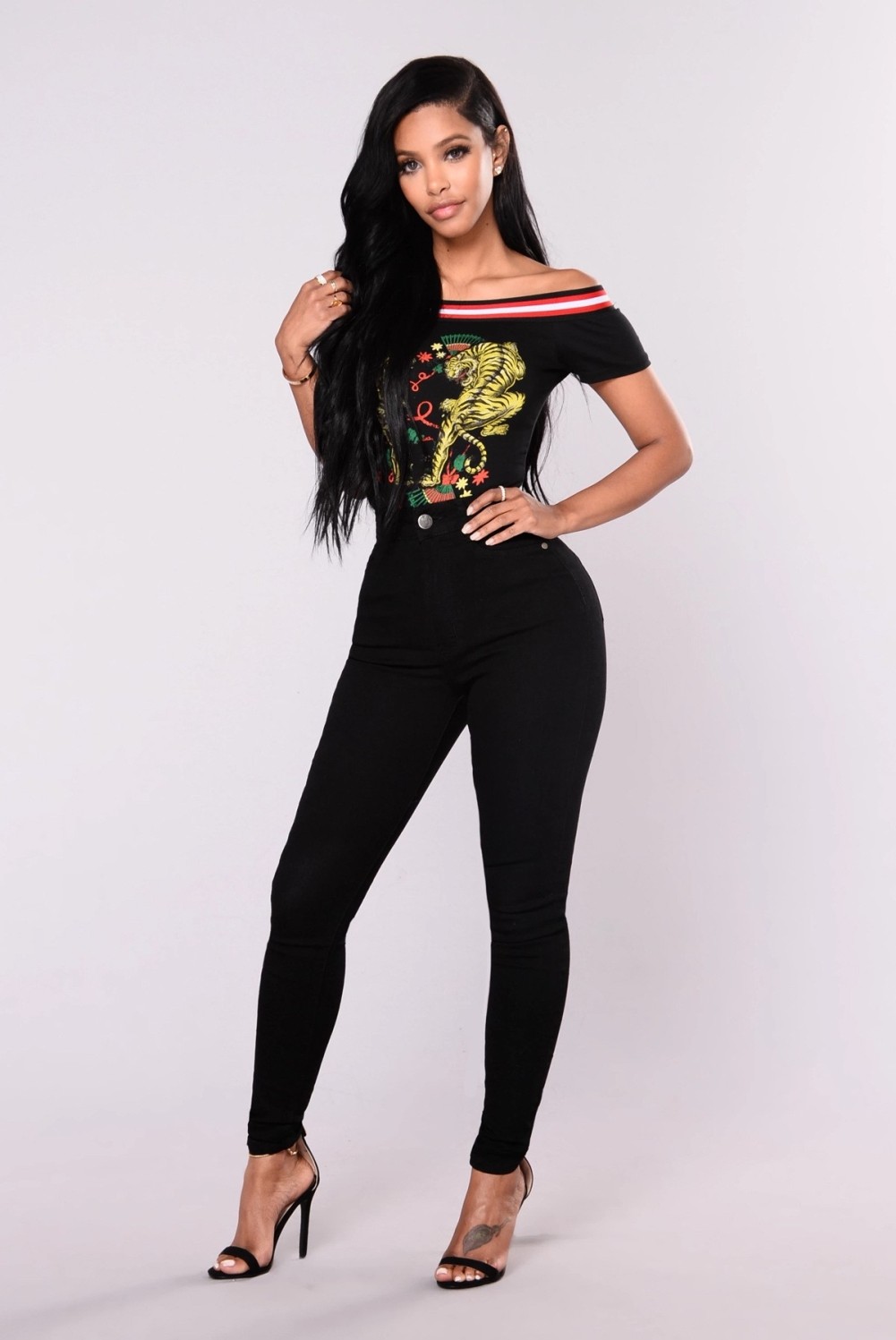 Wholesale Sexy High Waist Black Tight Simple Jeans Global Lover