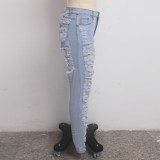 Sexy High Waist Ripped Damaged Jeans