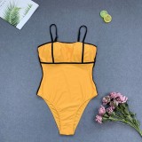Sexy One Piece Strap Swimwear with Contrast Trims