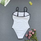 Sexy One Piece Strap Swimwear with Contrast Trims