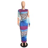 Multi-Color Sexy Cut Out Back Long Sleeve Midi Dress
