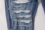 Stylish High Waist Ripped Jean Trousers