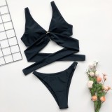 Sexy Black Two Piece O-Ring Swimwear