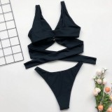 Sexy Black Two Piece O-Ring Swimwear