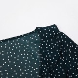 Summer Green Dotty Crop Top with Wide Sleeves