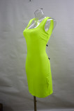 Solid Color Fit O-Neck Tank Dress