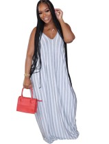 Summer Casual Striped Strap Long Dress