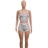 Summer Sexy Butterfly Two Piece Shorts Pajama Set