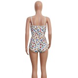Summer Sexy Butterfly Two Piece Shorts Pajama Set