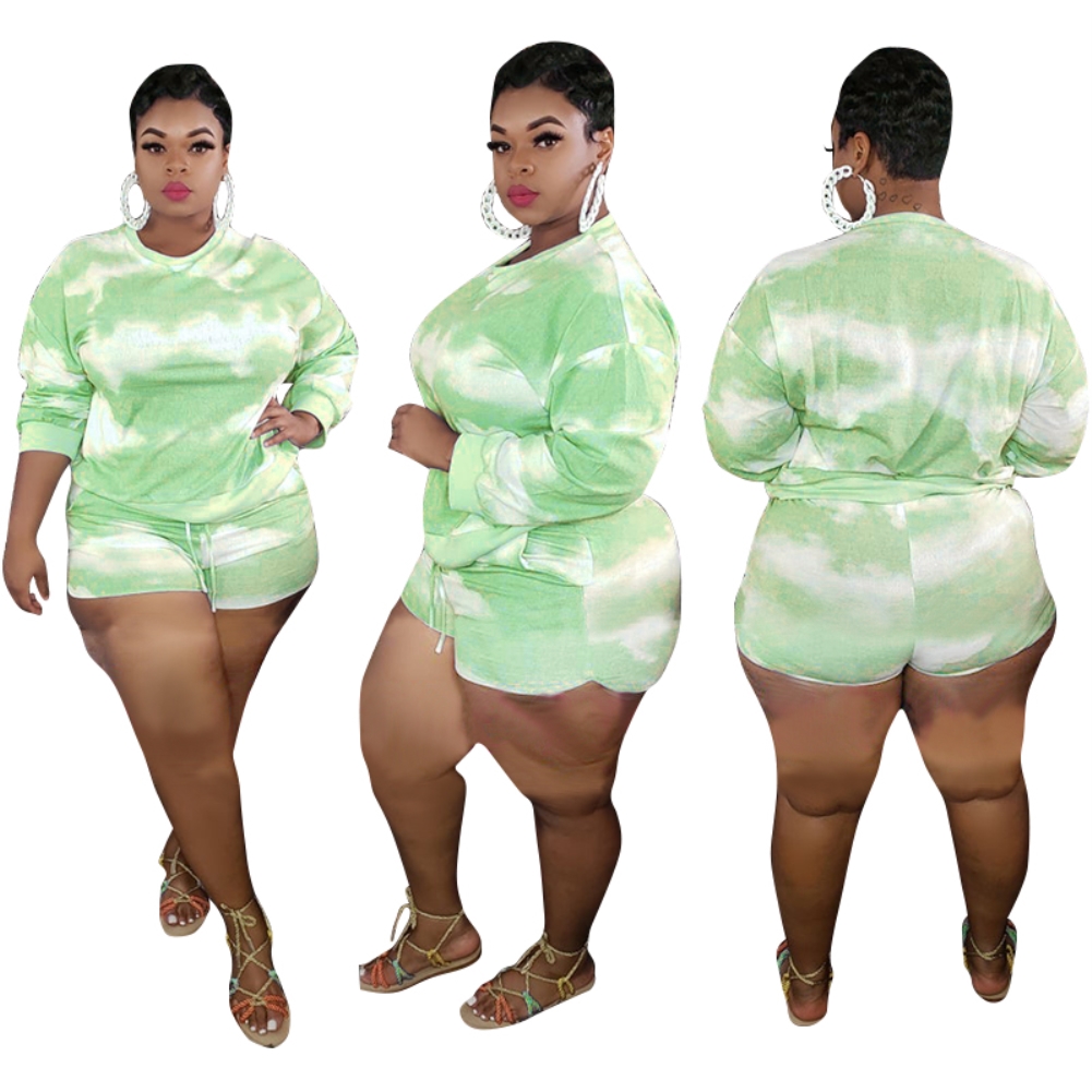 plus size tie dye two piece set