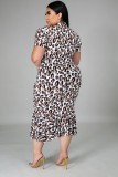 Summer Plus Size Leopard Formal Dress