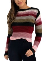 Autumn Colourful Striped Regular Sweaters