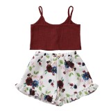 Kids Girl Summer Crop Top and Floral Shorts Set