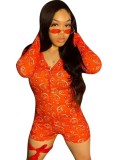 African Long Sleeve Print Bodycon Rompers