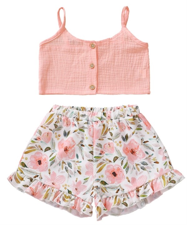 Kids Girl Summer Crop Top and Floral Shorts Set