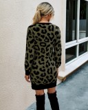 Falls Round Neck Leopard Knit Dress