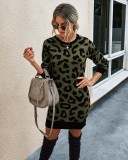 Falls Round Neck Leopard Knit Dress