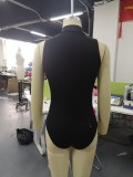 Sexy Black Sleeveless Zipper Bodysuit