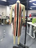 Mature Wavy Striped Scoop Midi Dress