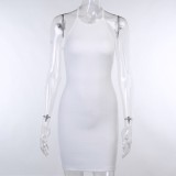 White Knitted Halter Mini Dress