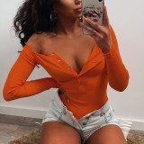 Sexy Button Up Long Sleeve Bodysuit