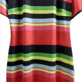 Plus Size Summer Colorful Striped Bodycon Dress