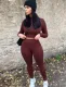 Fall Two Piece Plain Bodycon Crop Top and Pants Set