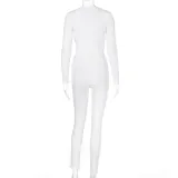 Fall Two Piece Plain Bodycon Crop Top and Pants Set