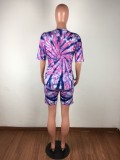 Summer Tie Dye Two Piece Biker Shorts Set
