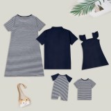 Summer Family Mommy Striped Shirt Dress