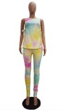 Sexy Tie Dye Knotted Shirt and Stacked Pants Set